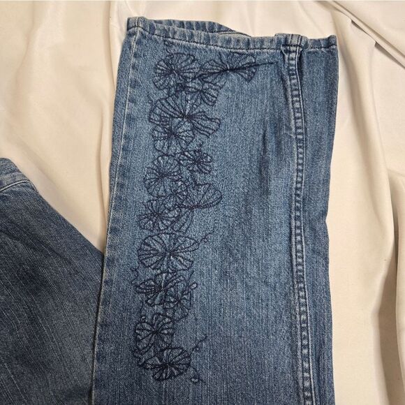 VINTAGE Y2K Calvin Klein embroidered floral bootcut‎ flare jeans 6 - Picture 3 of 11
